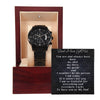 Men Black Chronograph Watch with Personalized Message Card to Dad Father Precious Gifts in Any Occasion