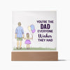 Alt – “Acrylic Square Plaque  for Your DAD with little girl image holding a Balloon- Perfect Gift in Any Occasion with message - You're the Dad Everyone Wishes They Had”