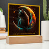 Alt-“Nice Cat in the Moon Acrylic Square Plaque -Precious Perfect Gift for Cat Lover People in Any Occasion”