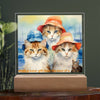 Alt- “Cat in Beach - Acrylic Square Plaque -Precious Perfect Gift for Cat Lover  in Any Occasion”